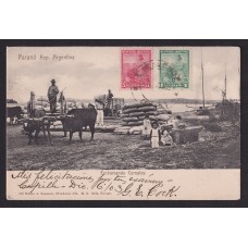 PARANA ENTRE RIOS PUERTO EMBARCADO CEREALES ANTIGUA TARJETA POSTAL CIRCULADA 1903 DESDE EXALTACION DE LA CRUZ